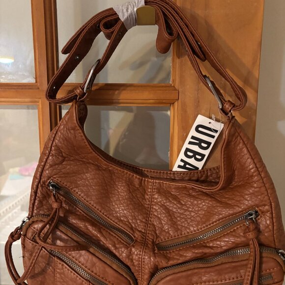 Silence + Noise Utility Washed Zippered Shoulder Bag : Brown - Picture 4 of 15